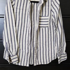 J Crew Factory soft blue striped button down shirt